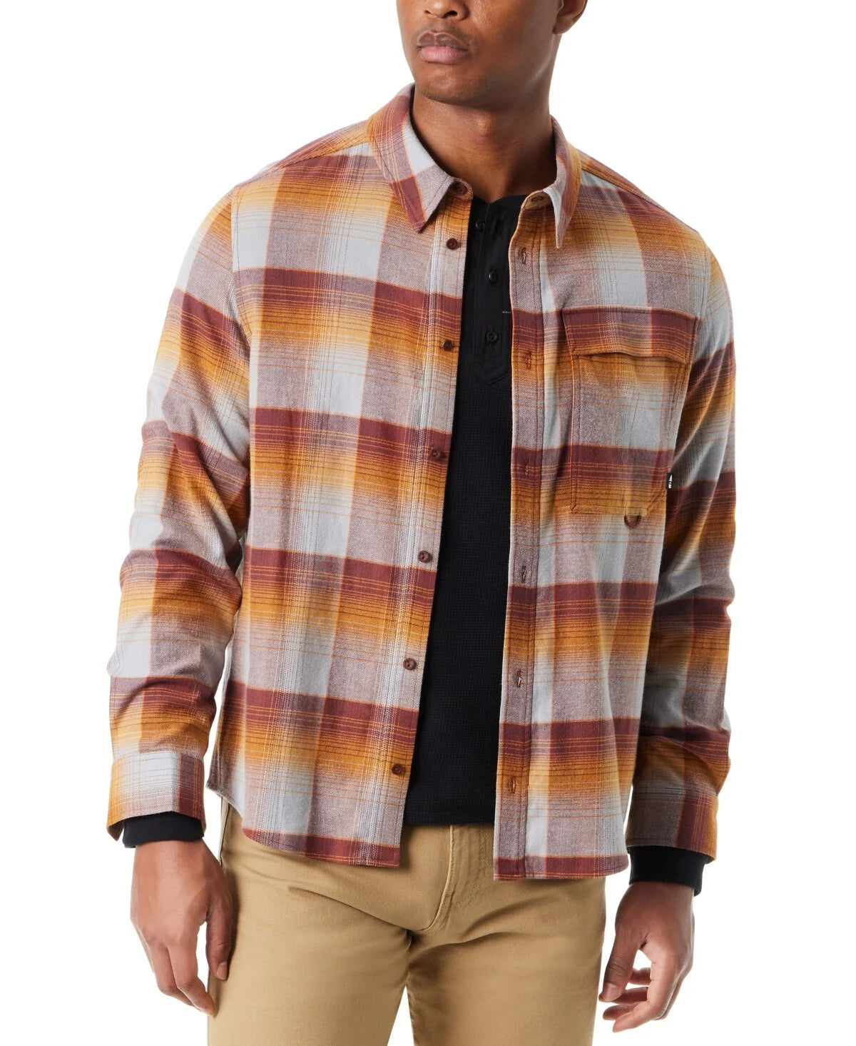 BASS OUTDOOR Men's Classic-Fit Plaid Button Flannel Shirt  Sequoia Size M