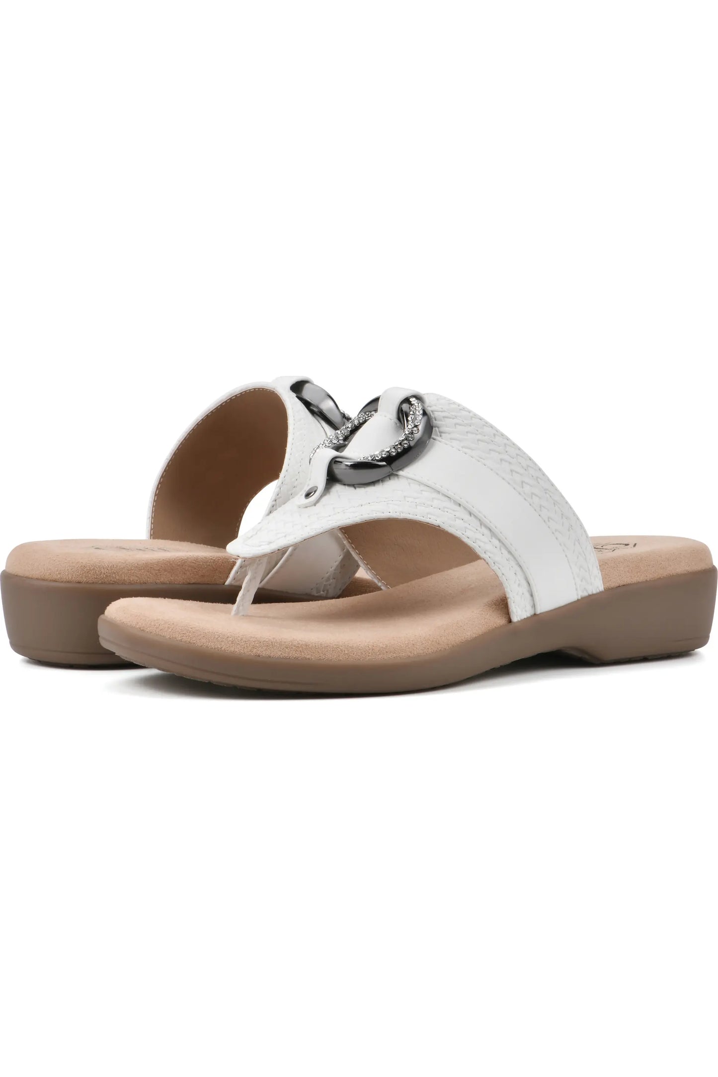 Cliffs by White Mountain Women's Benedict Mini Wedge Sandals  White Woven Size 8
