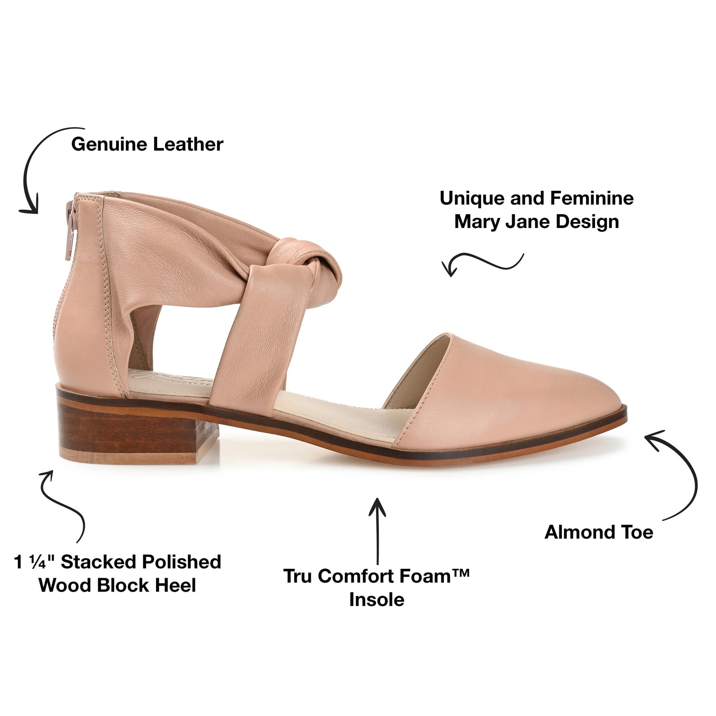 Journee Signature Women's Tayler Tru Comfort Foam Leather Heels  Color Blush Size 9M