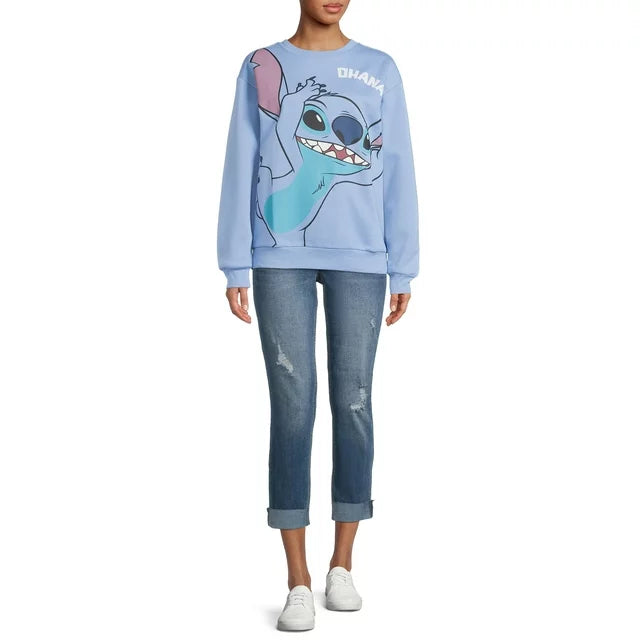 Disney Juniors Stitch Ohana Means Family Sweatshirt  Color Blue Size L
