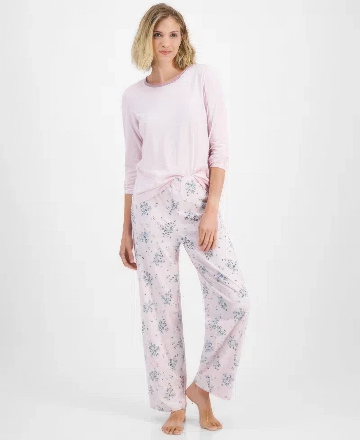 Charter Club Women's 2-Pc. Long-Sleeve Pajamas Set  Small Bouquet Pink Size L