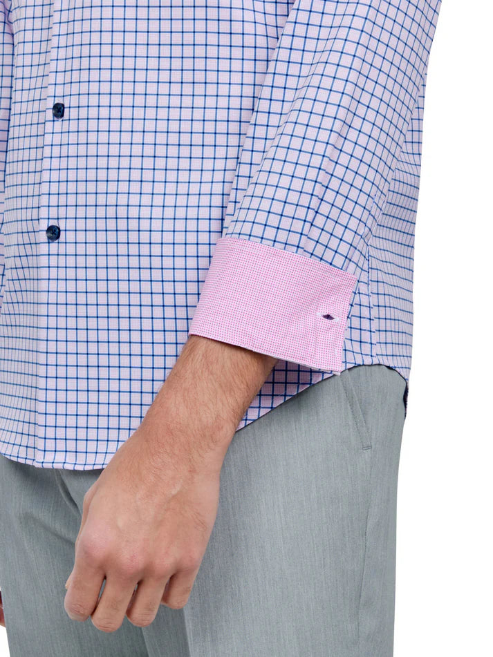 ConStruct Men's Slim-Fit Check Dress Shirt  Pink 14/14.5 32/33