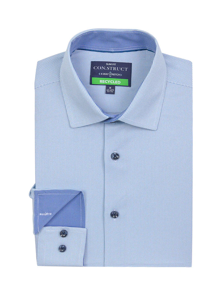 ConStruct Men's Slim-Fit Micro-Texture Dress Shirt  Mint 18/18.5 36/37