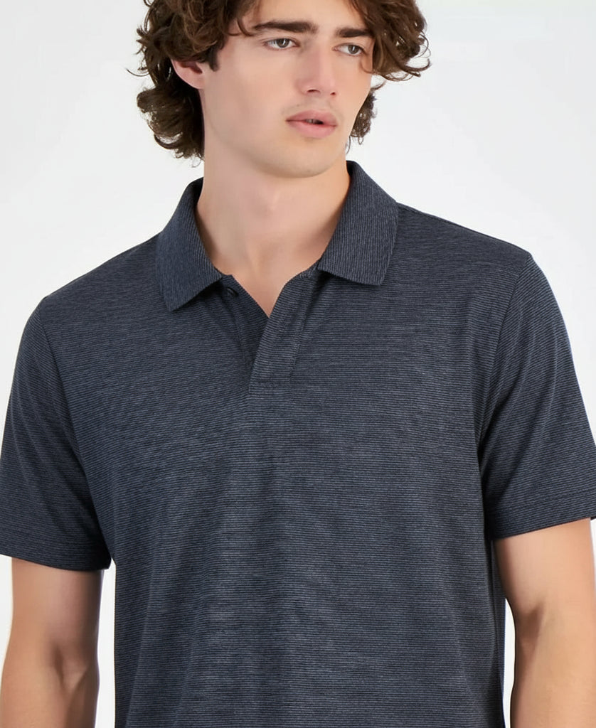 Michael Kors Men's Classic-Fit Textured Space-Dyed Polo Shirt  Dark Chambray Size M
