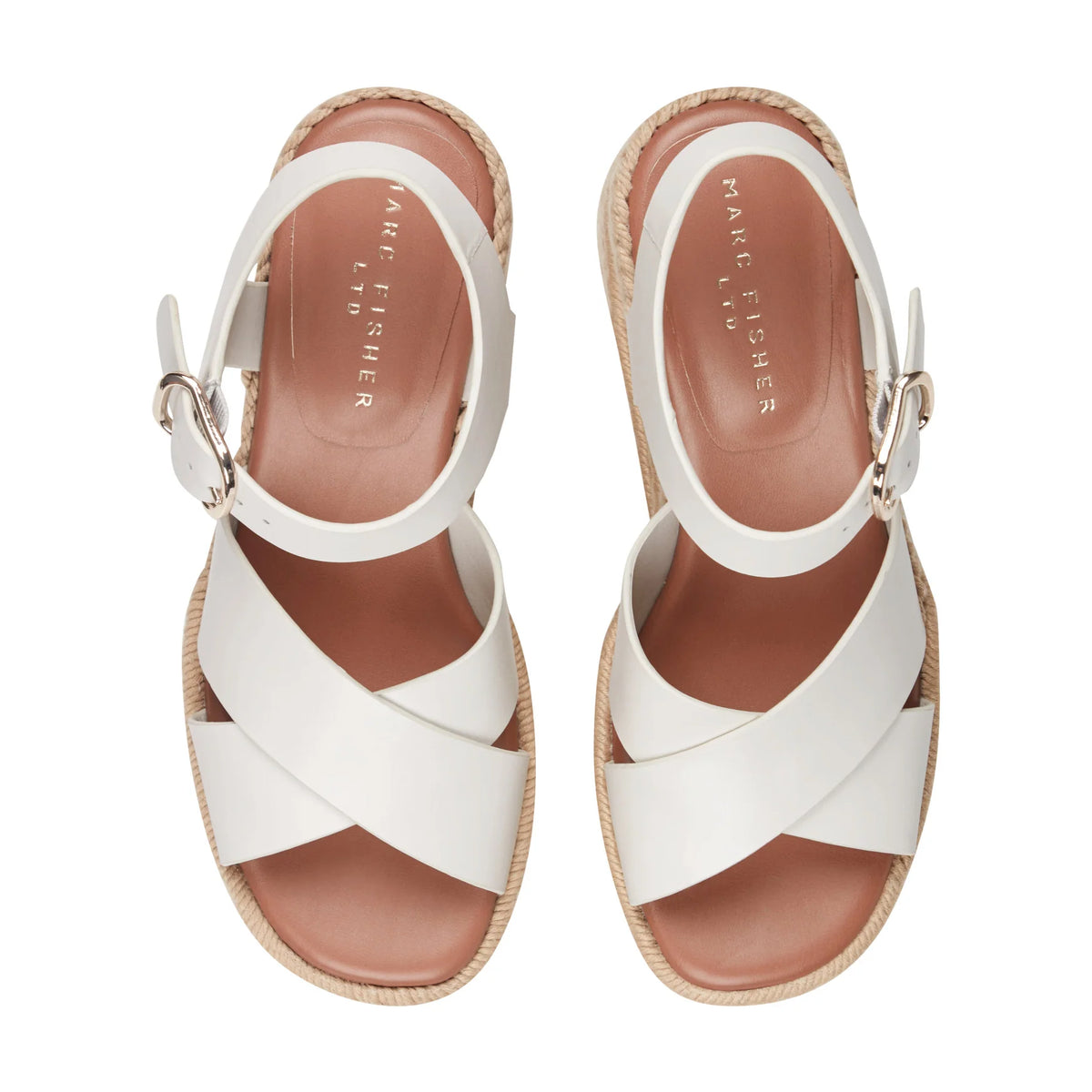 Marc Fisher Women's Pasion Espadrille Wedge Sandals  Cream Leather Size 9