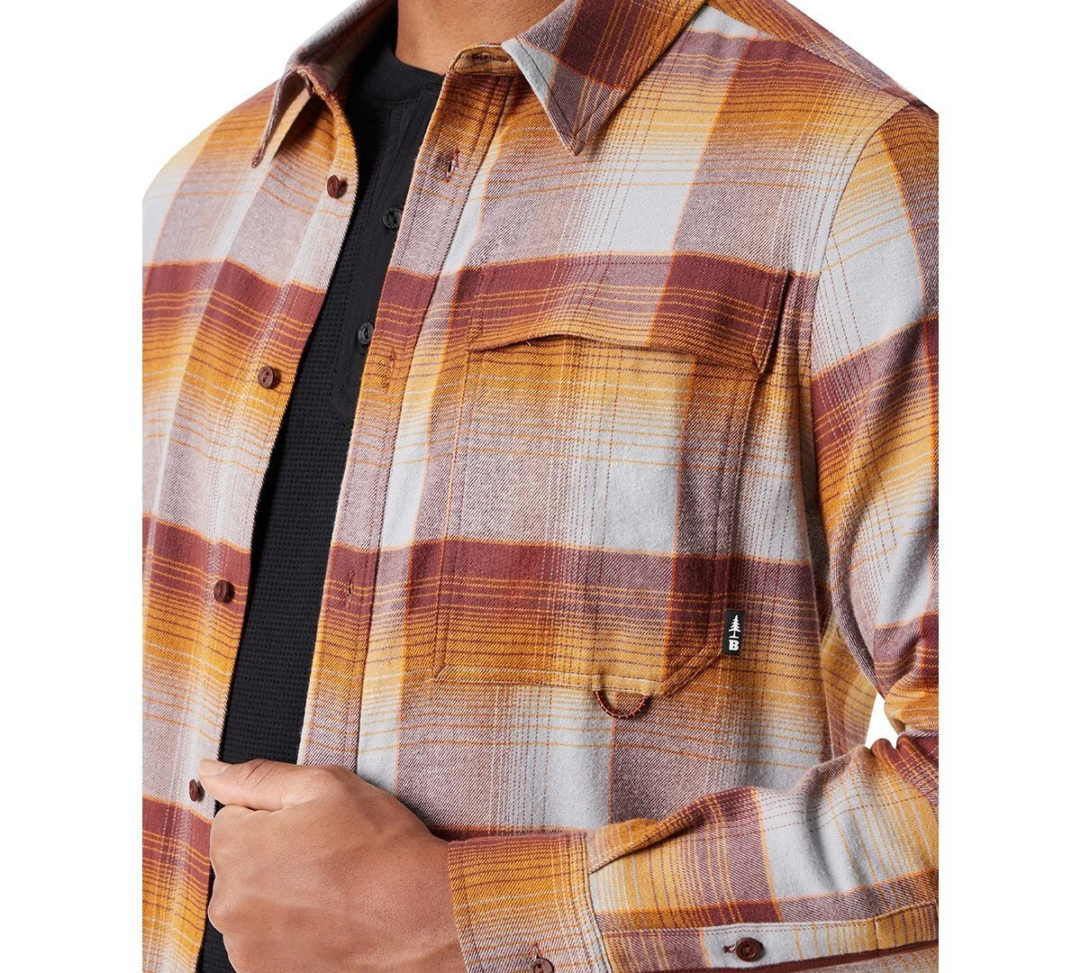 BASS OUTDOOR Men's Classic-Fit Plaid Button Flannel Shirt  Sequoia Size M