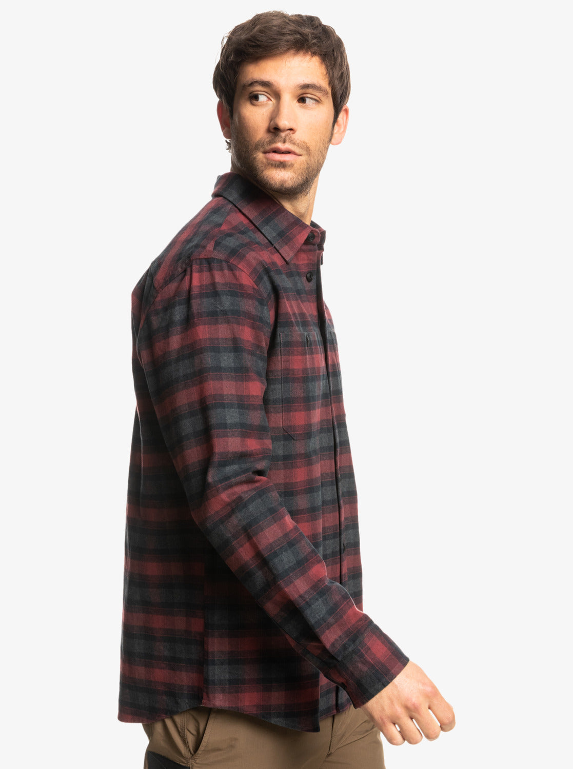 Quiksilver Men's Cliff Edge Flannel Shirt  Color Deep Red Size XL