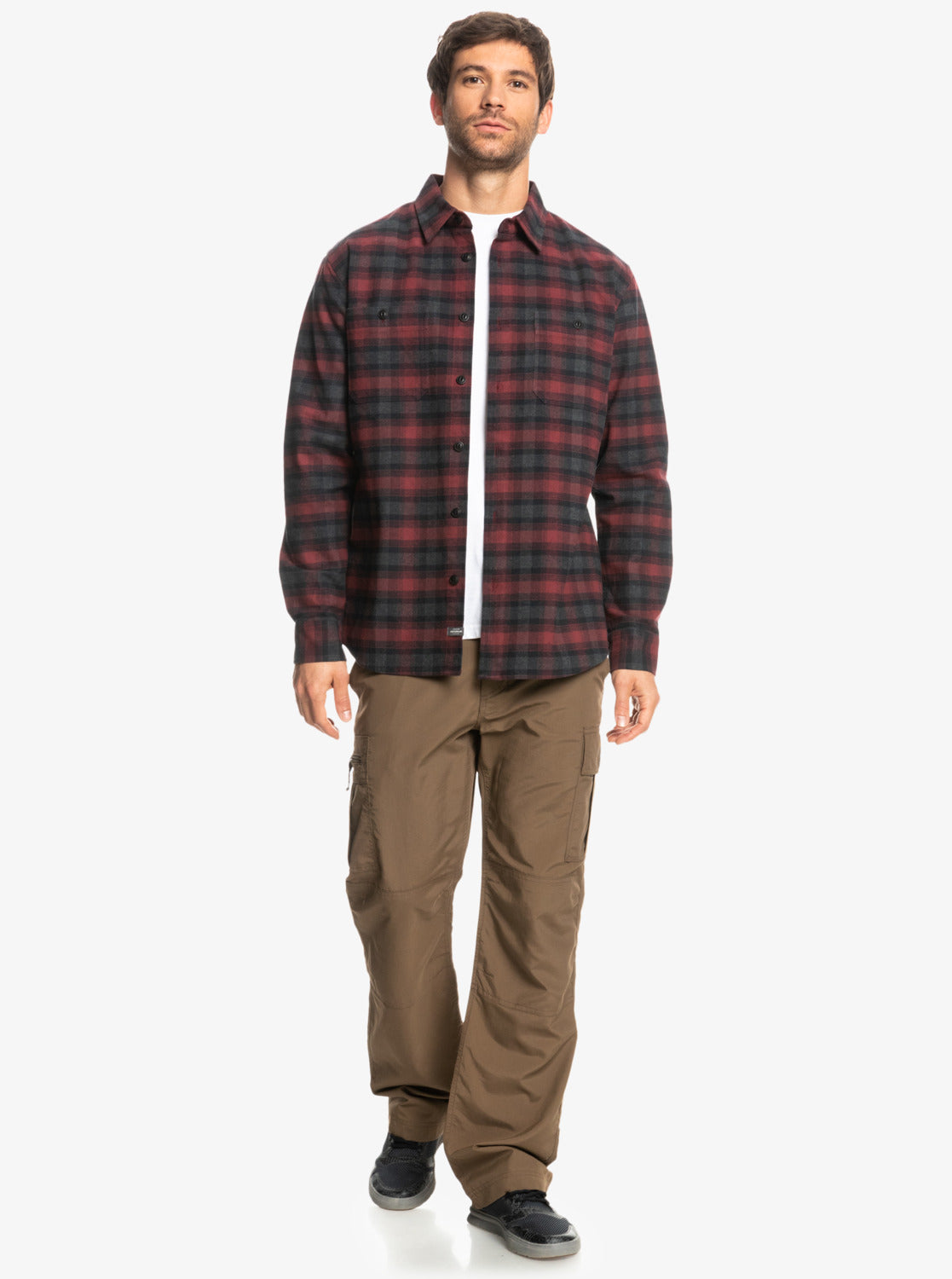Quiksilver Men's Cliff Edge Flannel Shirt  Color Deep Red Size XL