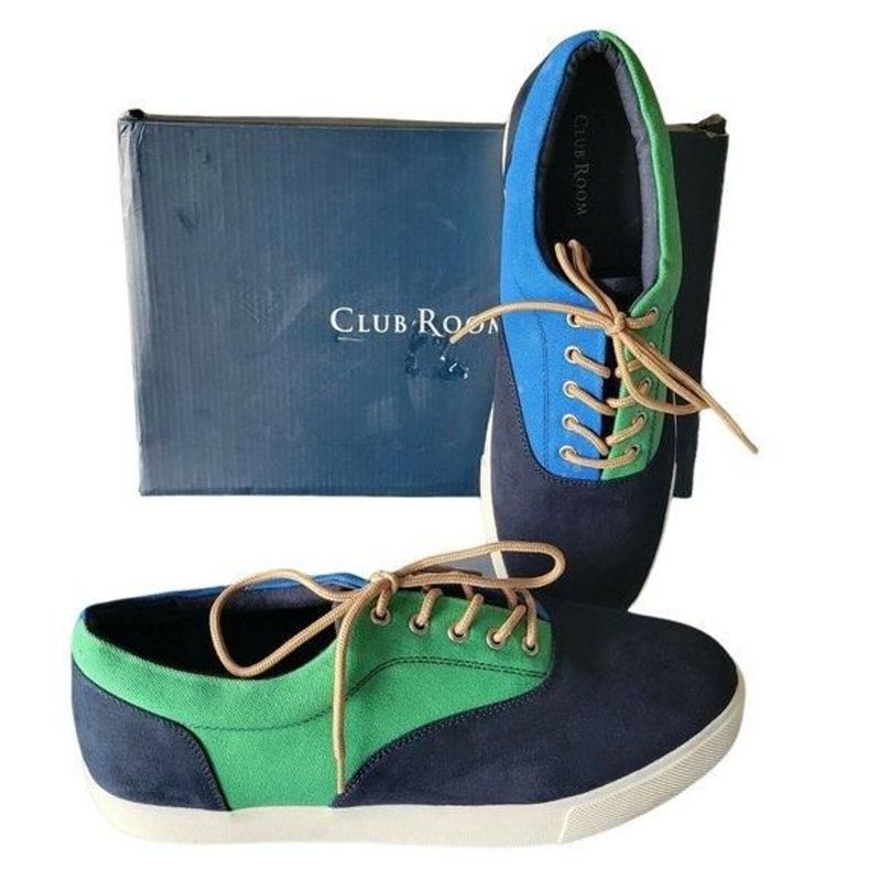 Club Room Men's Colorblocked Lace-Up Sneakers  Color Green/Blue Size 11M