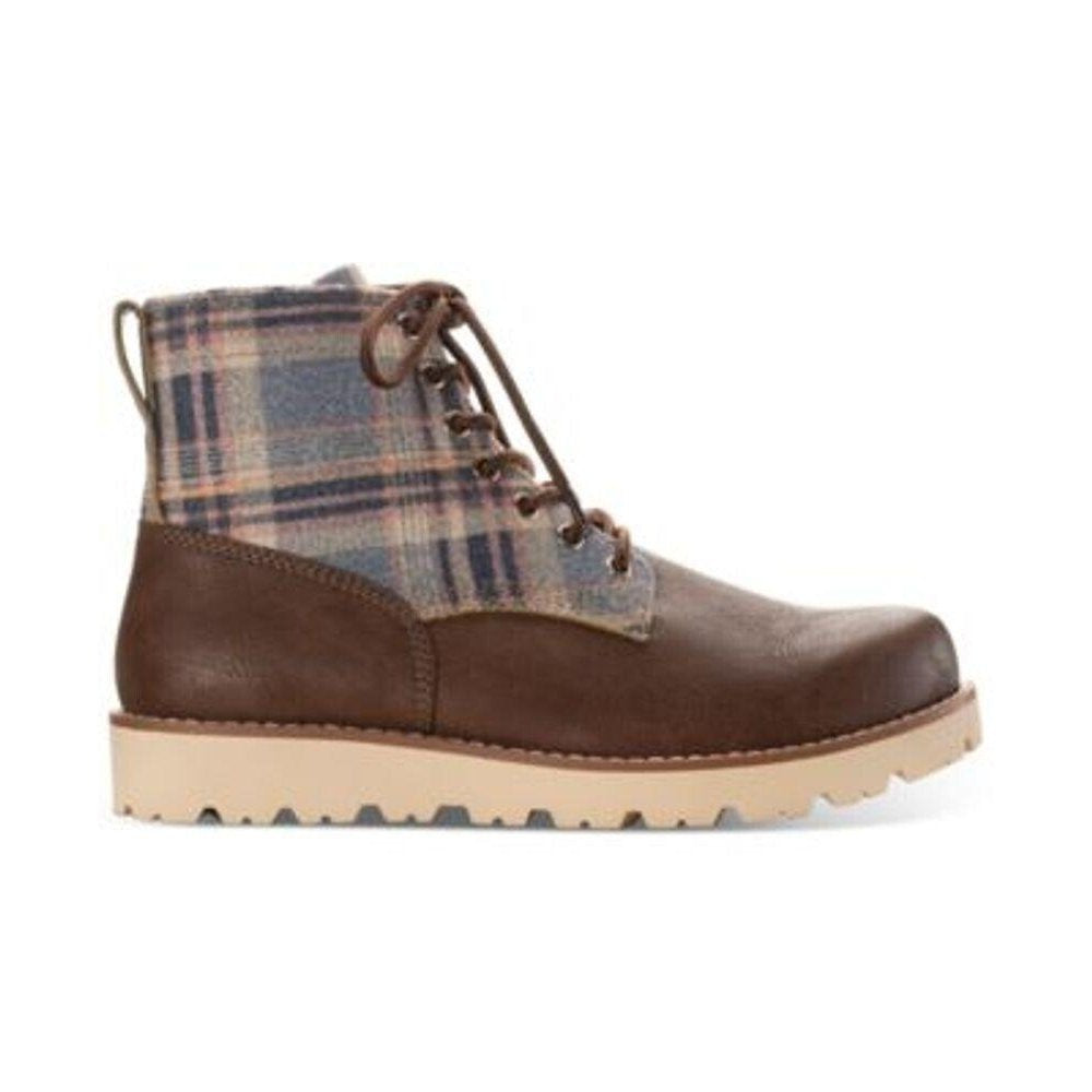 Sun + Stone Men's Wilder Plaid Lug Sole Boots  Color Yellow Plaid Size 12