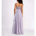 City Studios Juniors Sleeveless Glitter Lace-Back Evening Dress  Lavender Size 5/6