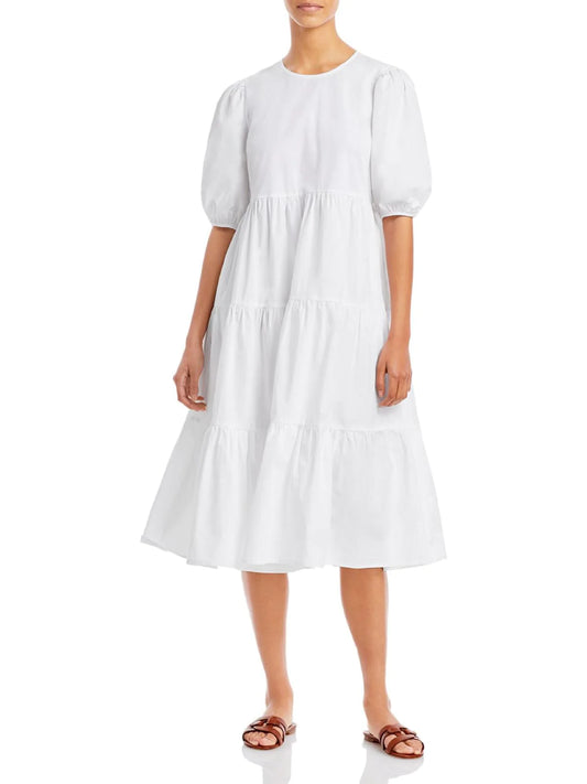 Aqua Women's Cotton Calf Midi Dress  Color Pure White Size M