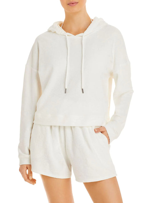 Aqua Women's Oversized Terry Cloth Hoodie  Color White Size XS