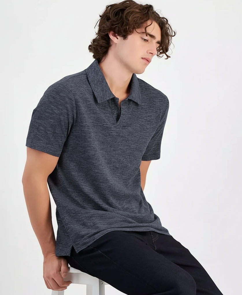 Michael Kors Men's Classic-Fit Textured Space-Dyed Polo Shirt  Dark Chambray Size M