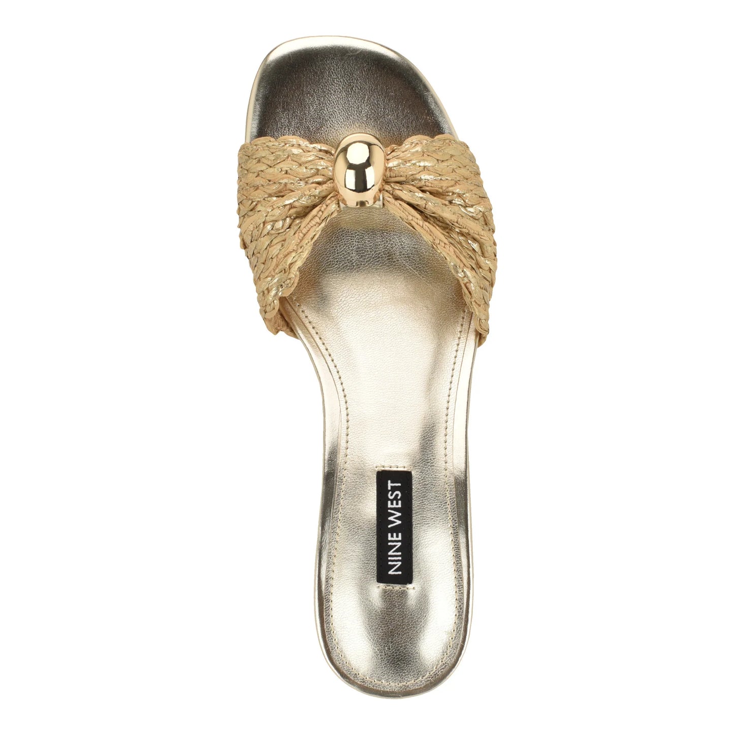 Nine West Women's Gerry Ornament Mule Sandals  Gold Woven Size 6