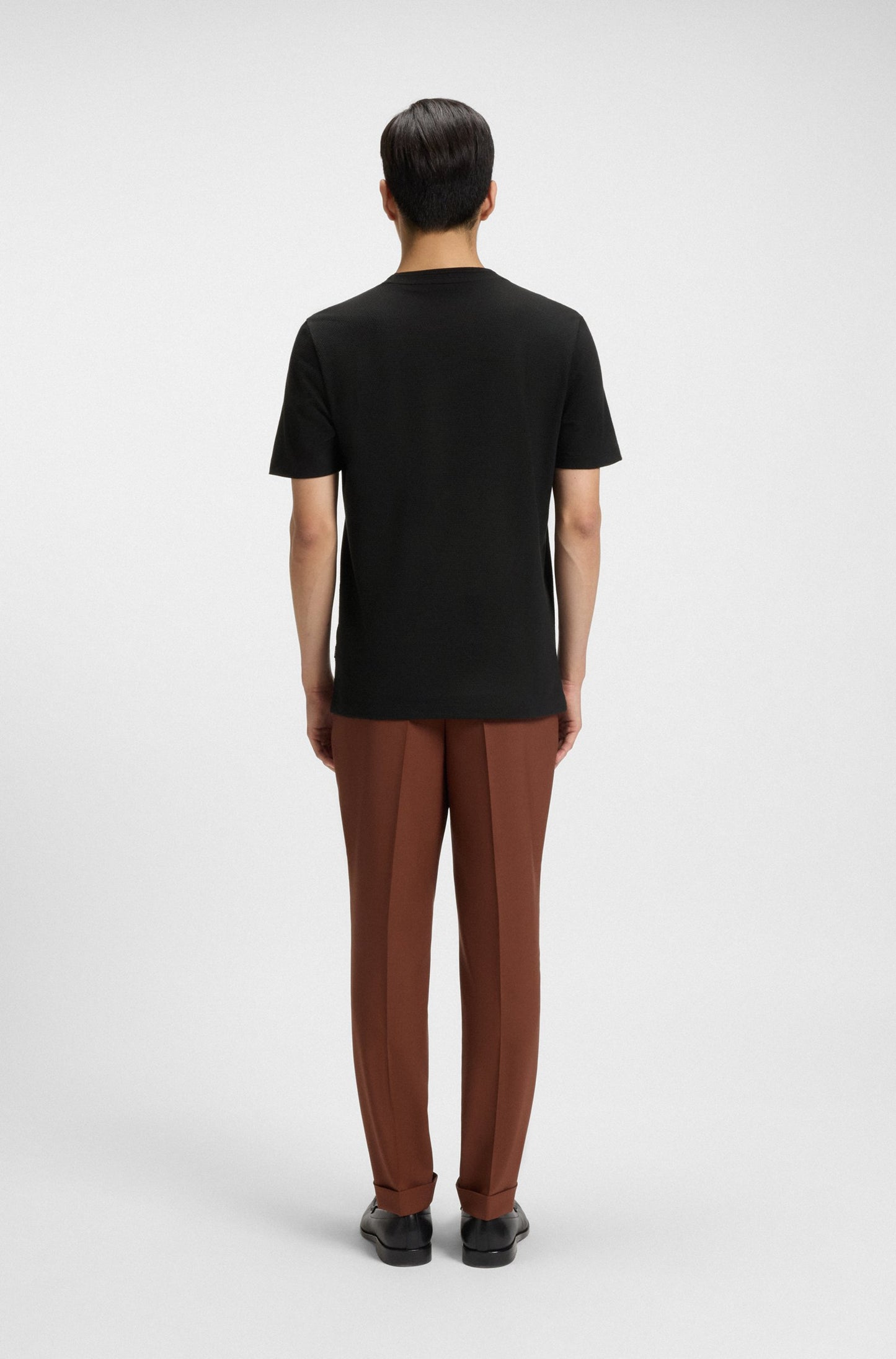 Hugo Boss Men's Bubble-Jacquard Structure Cotton Blend T-shirt  Black Size L