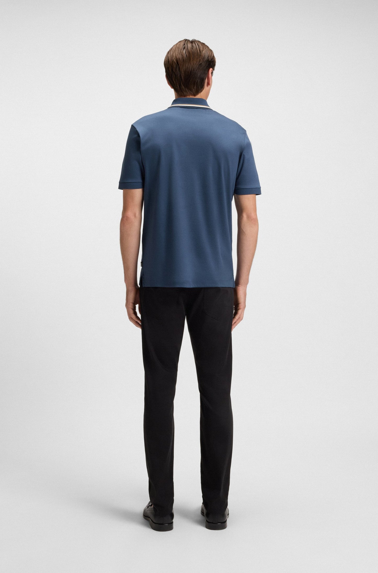 Hugo Boss Men's Striped-Collar Slim-fit Logo Polo Shirt  Blue Size M