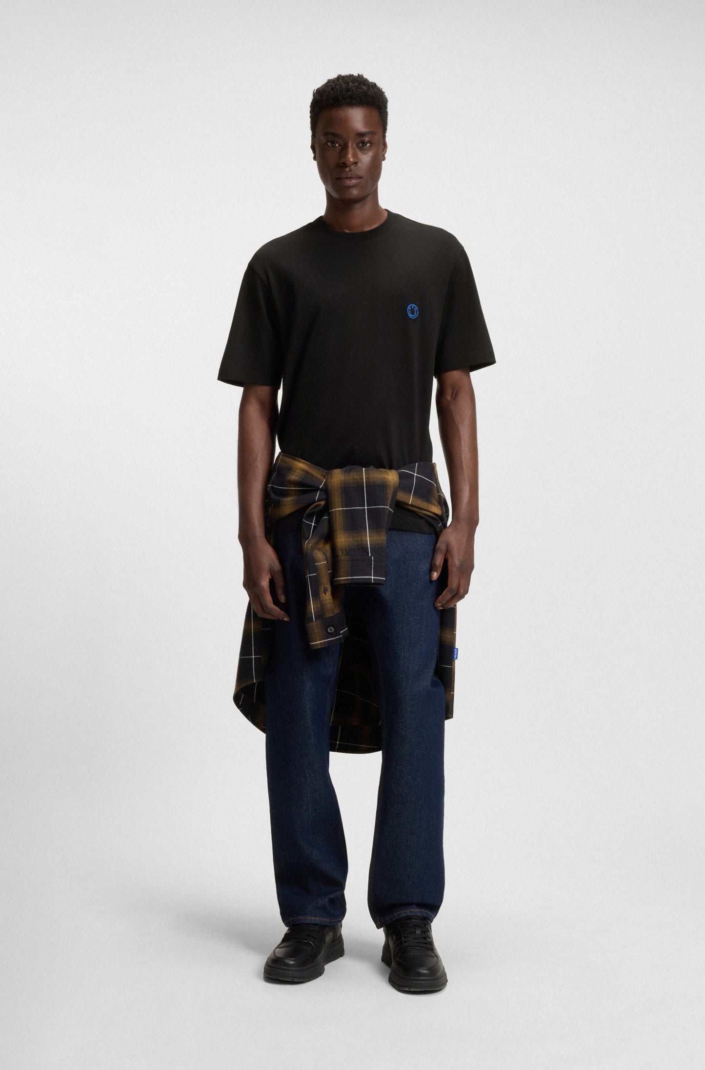 Hugo Boss Men's Cotton-Jersey Happy HUGO Logo T-Shirt  Black Size XL