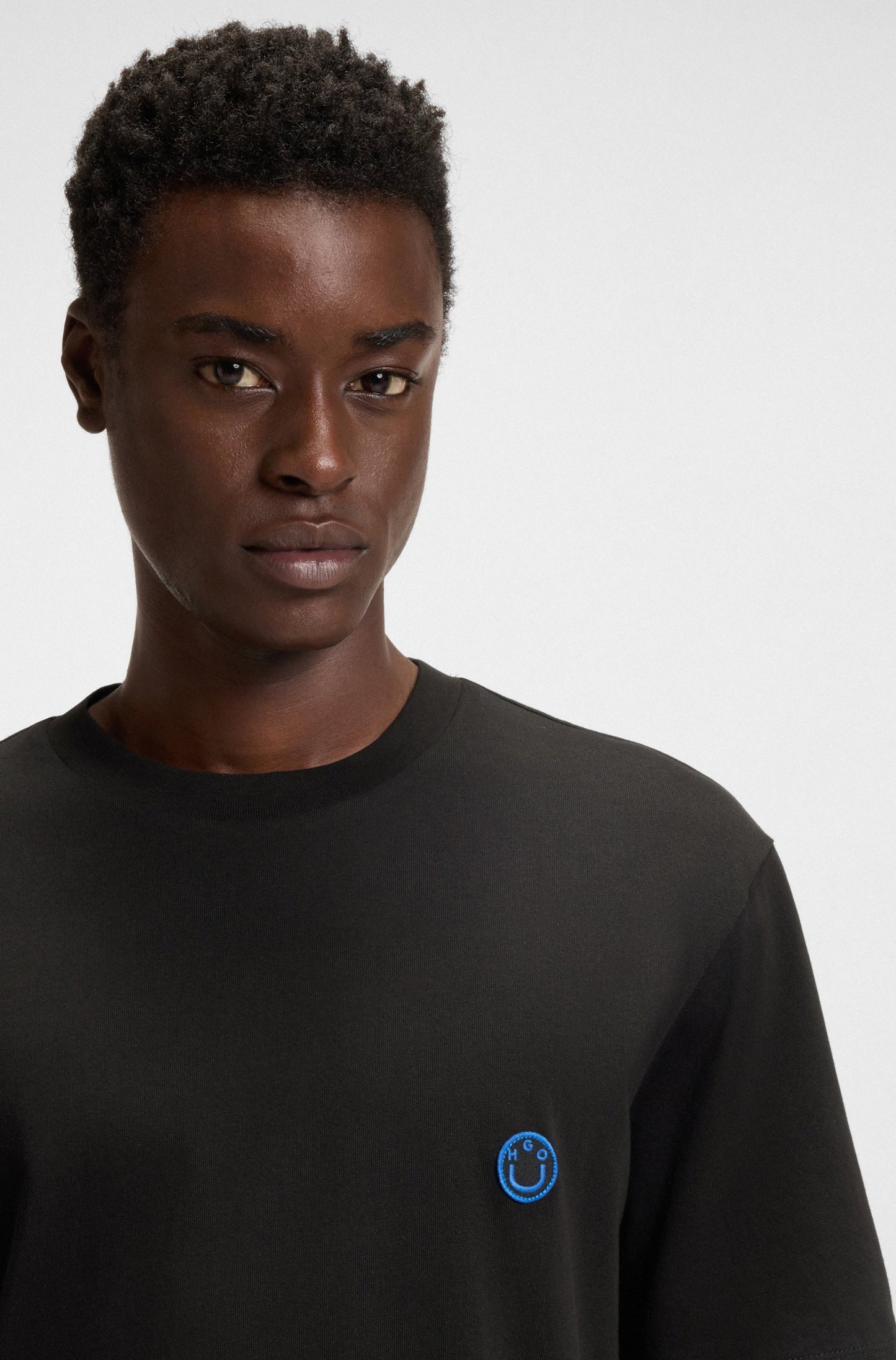 Hugo Boss Men's Cotton-Jersey Happy HUGO Logo T-Shirt  Black Size XL