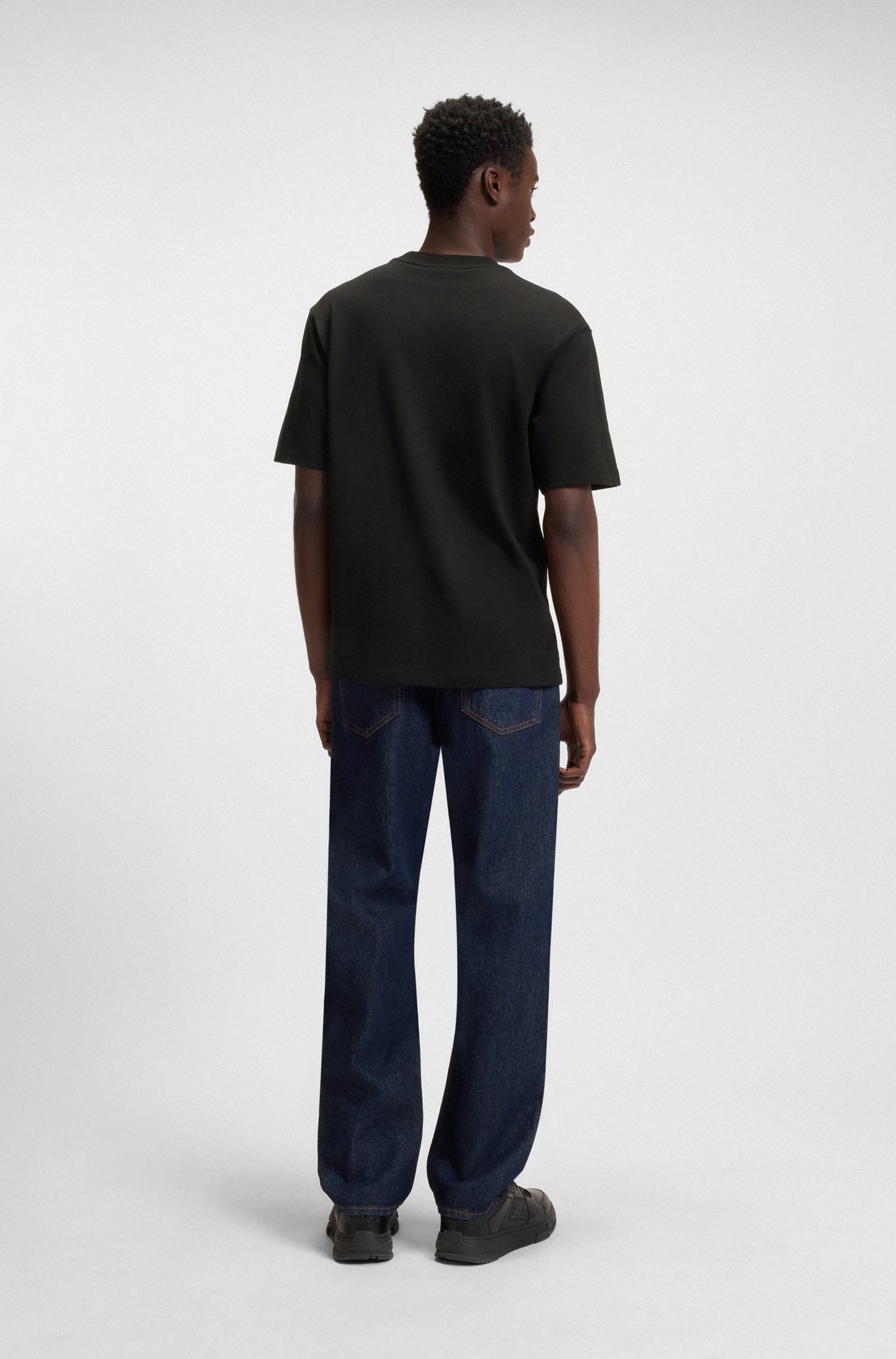 Hugo Boss Men's Cotton-Jersey Happy HUGO Logo T-Shirt  Black Size XL