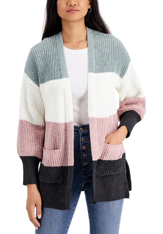 Hippie Rose Juniors' Colorblocked Cardigan  Multicolor Size S