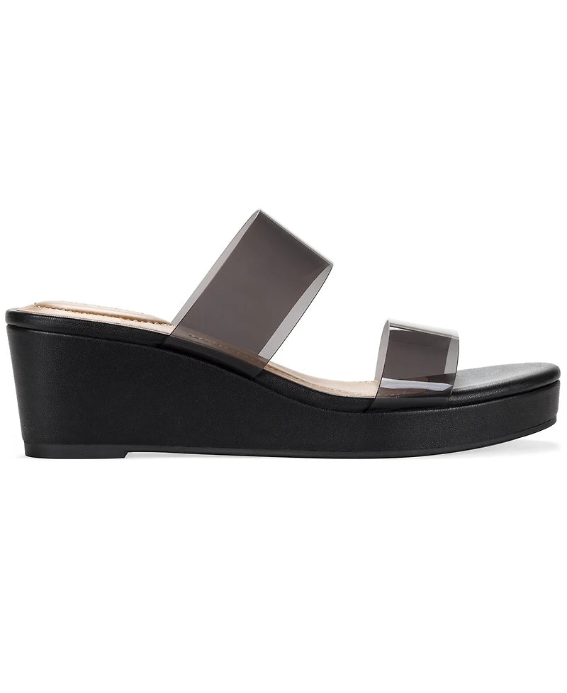 Style & Co Women's Veronicaa Vinyl Wedge Sandals  Black Beauty Size 6.5
