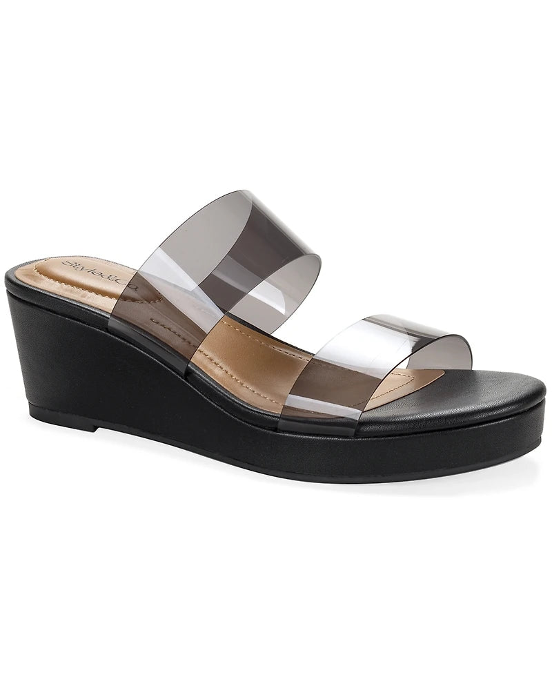 Style & Co Women's Veronicaa Vinyl Wedge Sandals  Black Beauty Size 6.5
