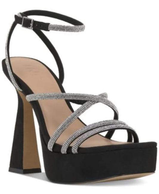 INC International Concepts Women's Ritika Embellished Ankle-Strap Platform Sandals  Color Black Size 8.5M