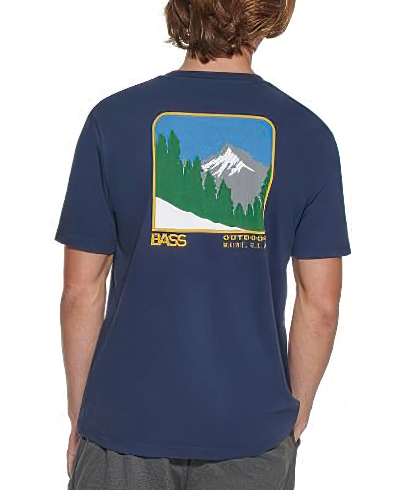 BASS OUTDOOR Men's Mountain Range Graphic T-Shirt  Color Navy Size L