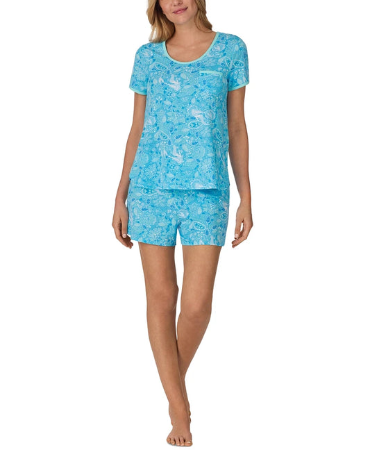 Cuddl Duds Women's 2-Pc. Printed Shortie Boxer Pajamas Set  Novelty Print Size M