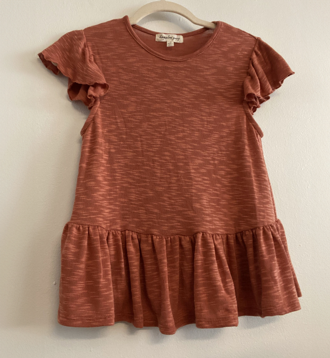 Kingston Grey Juniors Peplum Hem Top  Color Light Rust Size S