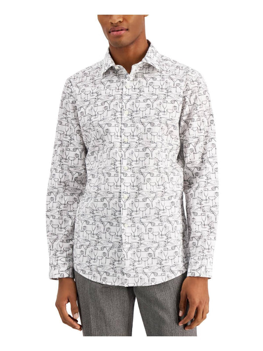 Bar III Men's Slim-Fit Performance Stretch Dress Shirt  Color White/Black Size M