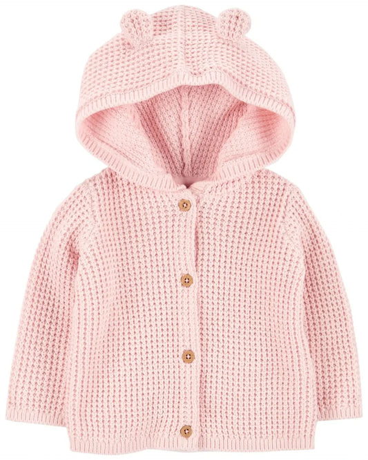 Carters Baby Girls Fuzzy Ear Hooded Cardigan  Color Pink Size Newborn