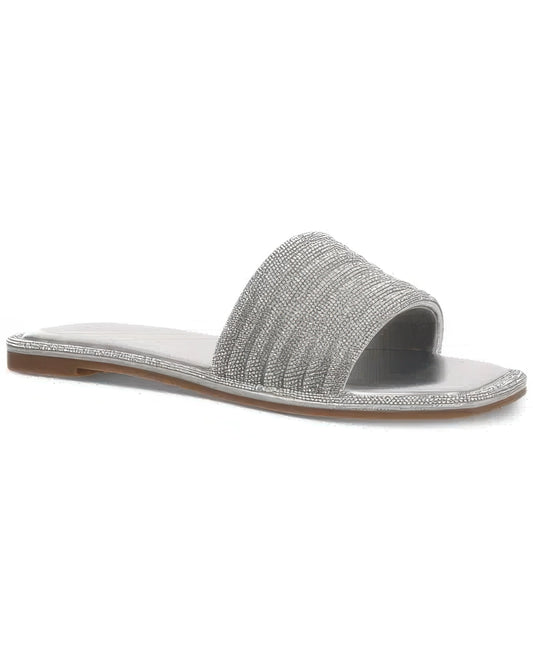 INC International Concepts Women's Miimmii Slide Sandals  Silver Size 8