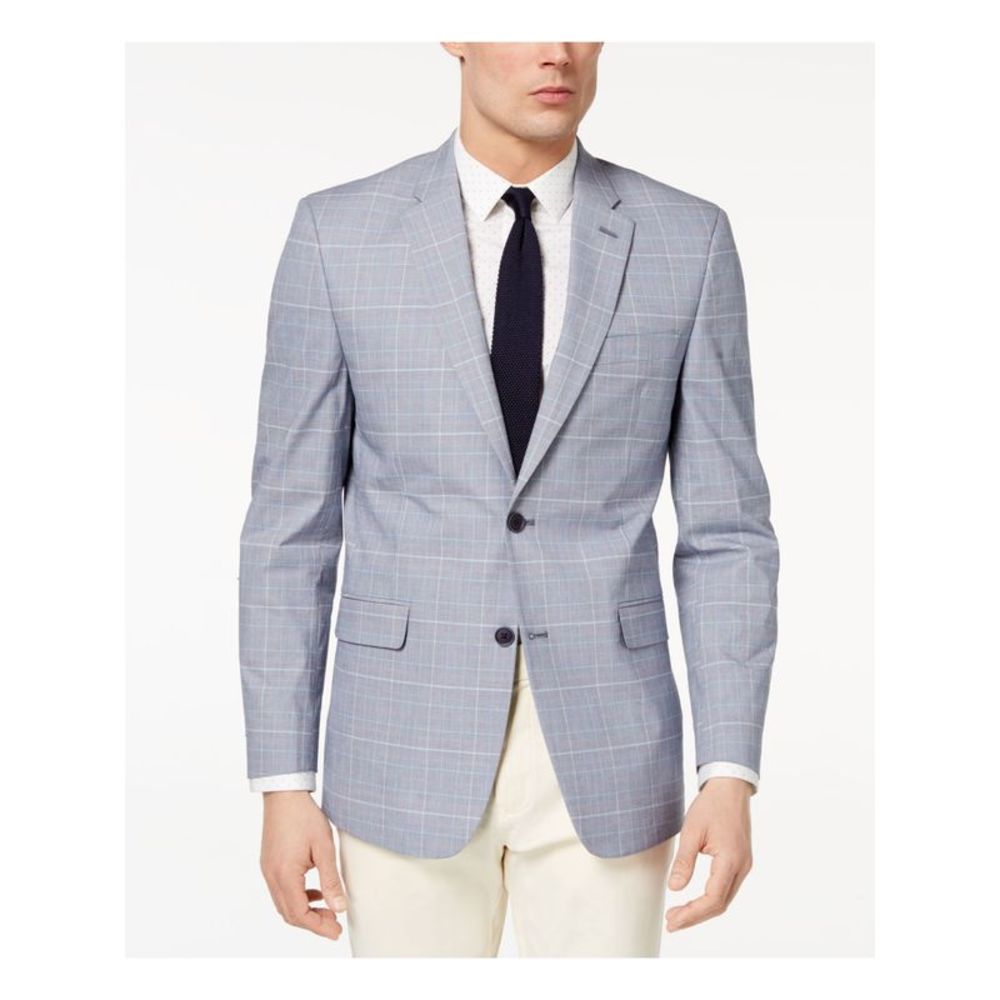 TOMMY HILFIGER Men’s Plaid Blazer Jacket  Blue Plaid Size 40L