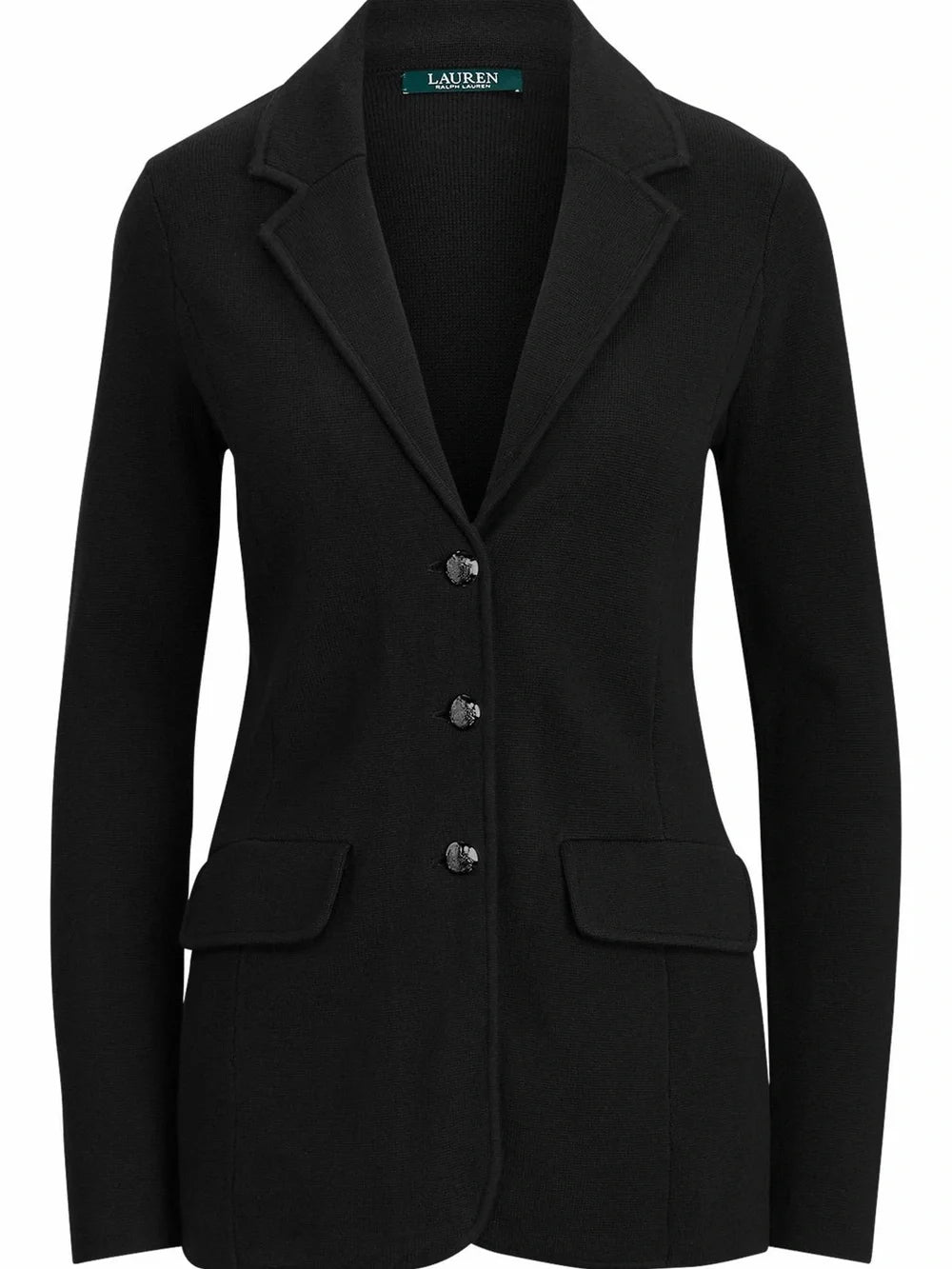 LAUREN RALPH LAUREN Women's Notch Lapel Cotton Knit Blazer  Black Size XS