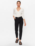 Lauren Ralph Lauren Women's Slim Fit Jersey Wrap Blouse  Color Mascarpone Cream Size XS