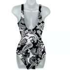 LAUREN RALPH LAUREN Tummy-Control Underwire One-Piece Swimsuit  Black Paisley Size 6