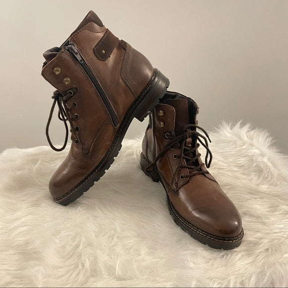 Alfani Men's Syd Lace Up Leather Boots  Brown Size 9