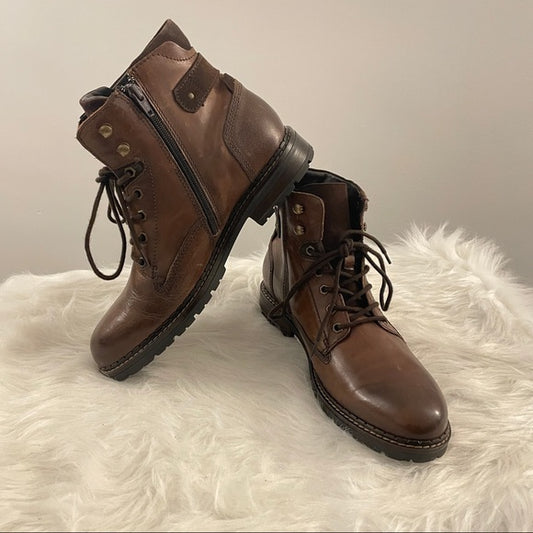 Alfani Men's Syd Lace Up Leather Boots  Brown Size 9