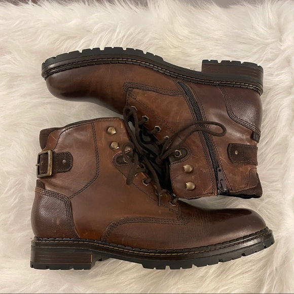 Alfani Men's Syd Lace Up Leather Boots  Brown Size 9