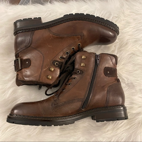 Alfani Men's Syd Lace Up Leather Boots  Brown Size 9