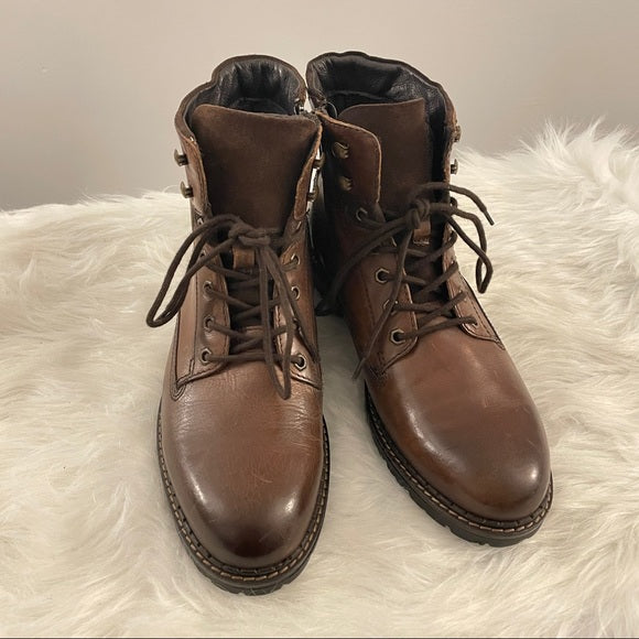 Alfani Men's Syd Lace Up Leather Boots  Brown Size 9