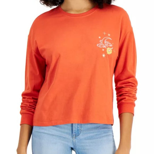 Rebellious One Women's Cotton Graphic-Print T-Shirt  Color Rust Size XL