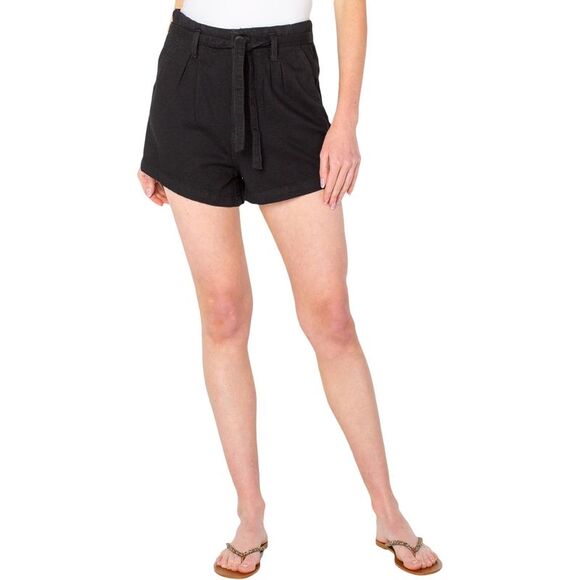 Celebrity Pink Juniors High-Rise Pleated Belt Shorts  Color Black Rinse Size 1