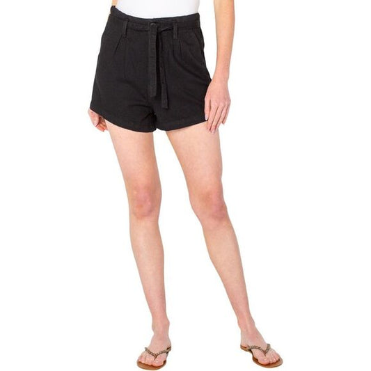 Celebrity Pink Juniors High-Rise Pleated Belt Shorts  Color Black Rinse Size 1