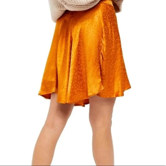 Free People Women's Starstruck Printed Mini Skirt  Color Gold Size 8