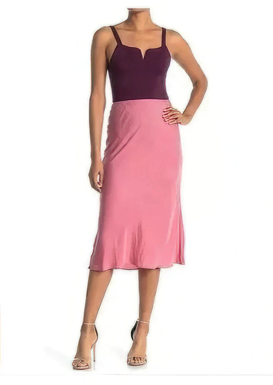 VINCE CAMUTO Women's Elastic Waist Bias Midi Skirt  Color Blushing Size L