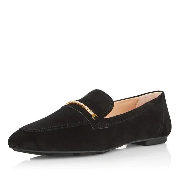 Stuart Weitzman Women's Crystal Deco Jet Loafer Flats Color Black Size EU 38/US 7.5B