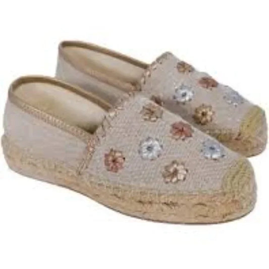 Jack Rogers Women's Palmer Canvas Natural Espadrille Flats  Color Ecmet Size 9.5M